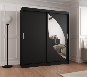 Šatní skříň Abi Milo Rozměry: 180 cm, Barva korpusu + barva dveří: Černá + Černá