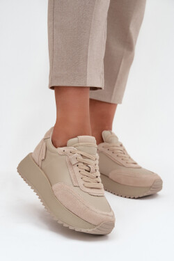 Kožené dámské tenisky na platformě Artiker 55C0021 béžové 39