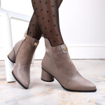 D&A S.Barski Premium Collection W OLI232B béžové kozačky na podpatku 37