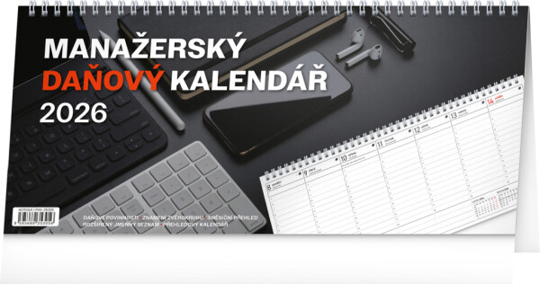 Stolní kalendář 2026 NOTIQUE - Manažerský daňový, 33 x 14,5 cm