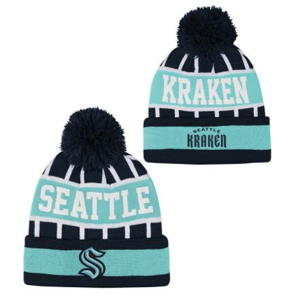 Outerstuff Dětská zimní čepice Seattle Kraken NHL Go Fast Cuffed Knit W Pom