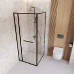 DEANTE - Round černá - Držák na toaletní papír, nástěnný - s poličkou ADR_N221