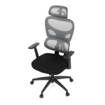 Kancelářská židle, šedá síťovina, černý plast, kolečka na tvrdé podlahy