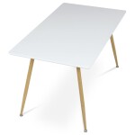 Stůl jídelní 140x80, MDF, bílá matná deska, kovové nohy v barvě dubu.