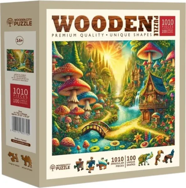 WOODEN CITY Dřevěné puzzle Mystický les u vodopádu