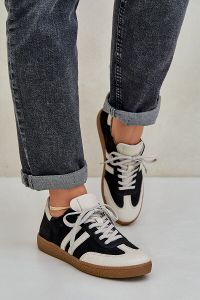 Zazoo N1068 Kožené Nízké Tenisky Dámské Černé 38