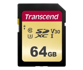 TRANSCEND SDXC karta 64GB 500S, UHS-I U3 V30 (R:95/W:50 MB/s) EDF_325955