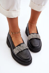 Dámské kožené mokasíny s ozdobným páskem Zazoo 3419 Černé 37
