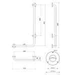 SAPHO - HANDICAP nástěnné madlo PRAVÉ 810x550, bílá XH524W