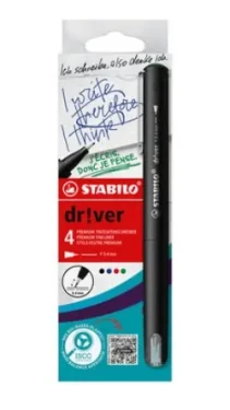 STABILO® dr!ver - fine - 4 ks sada - zelená, červená, modrá, černá (EO1088/4-01)