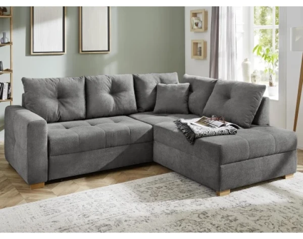 Rohová sedací souprava Heidelberg, šedá látka