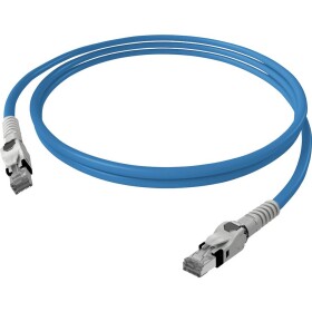 Easylan CP1OBMSMS0005 RJ45 síťové kabely, propojovací kabely CAT 6A S/FTP 0.50 m modrá dvoužilový stíněný, bez halogenů, samozhášecí 1 ks