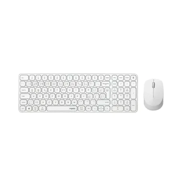 Rapoo 8810ME Multi-mode bílá / bezdrátová sada klávesnice a myši / 2.4GHz / BT 5.0 / CZ-SK verze (6940056128003)