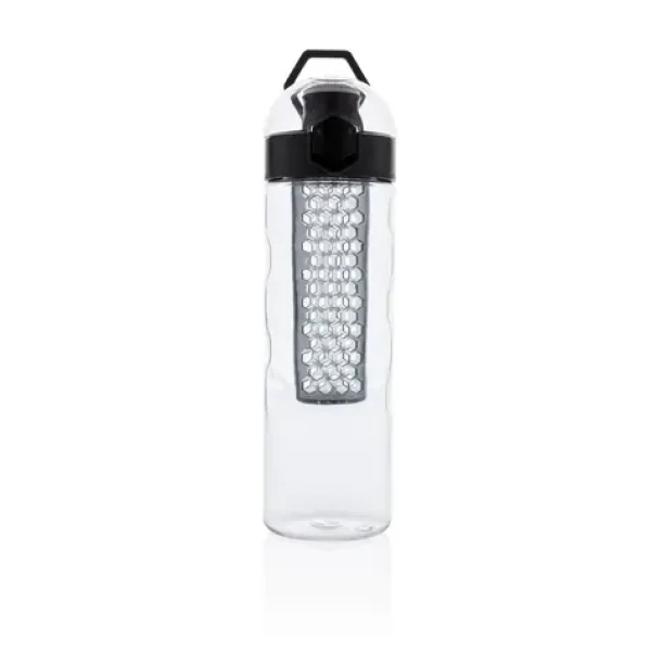 XD Design HoneyComb černá / Láhev na vodu / s košíkem na ovoce / uzamykatelná / 700 ml / tritan