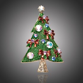 Vánoční brož Swarovski Elements Profetta - vánoční stromeček, Barevná/více barev