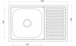 Erga HD, 1-komorový ocelový dřez 800x500x160 mm s dlouhým odkapávačem, dekor len, ERG-MLS-HD8050DN