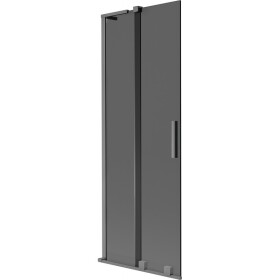 MEXEN/S - Velar L dvoukřídlá posuvná vanová zástěna 75 x 150, grafit, grafit metal 896-075-003-41-95
