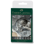 Popisovač Faber-Castell Pitt Artist Pen Black&Grey sada 8 ks, různé hroty, černý a šedý