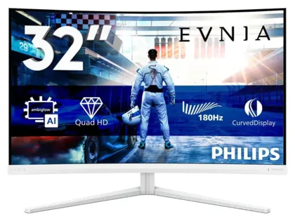 31.5" Philips 32M2C5501 bílá / Monitor / Curved Fast VA / QHD 2560×1440 / 180Hz / 1ms / Ambiglow (32M2C5501/00)