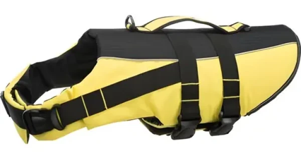 TRIXIE Life Vest plavací vesta žluto/černá S 35 cm / Pro psy do 20 kg / Reflexní prvky / Nosné ucho (G14-30126)