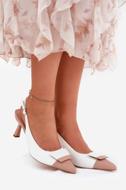 Elegantní Lodičky S Dekorací Eko Kůže Bílé Ottoles 38