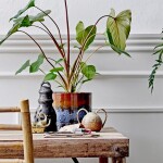 Bloomingville Keramický obal na květináč Ina Brown, modrá barva, hnědá barva, keramika