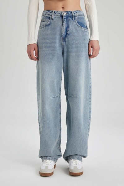 DEFACTO Baggy Normal Waist Wide Fit Wide Leg Long Jean Trousers