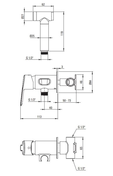 DEANTE Arnika chrom Bidetová baterie podomítková bidetovou ruční sprchou BQA_034M