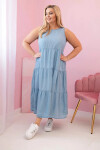 Dámské šaty Plus Size z lyocellu, rozšířené s volány světlý denim UNI