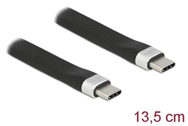 Delock USB-C - USB-C 13,5 cm černá / FPC plochý stuhový kabel / USB 3.2 Gen 2 / 10 Gbit/s / 3 A (85770)
