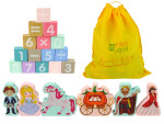 Mamido Dřevěné kostky a puzzle princezny a čísla