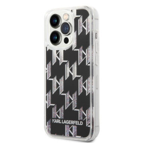 Pouzdro Karl Lagerfeld Monogram Liquid Glitter iPhone 14 Pro černé