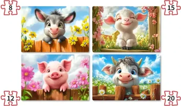 Castorland 041084 Puzzle Roztomilá zvířátka 4v1