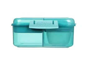 Sistema Ocean Bound Bento Cube tříkomorová krabička s nádobou na jogurt a 2 tácky 1.25 l mátová (8592001420427)