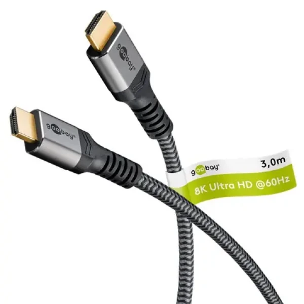 Goobay Plus 65262 šedá / HDMI kabel / Ultra High Speed HDMI 2.1 / 8K 60Hz / 3 m (65262)