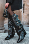 Dámské kozačky s ohrnutým lemem D8262 Sarisse černé - Sweet Shoes 36