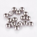 Korálek z nerezové oceli se širokým průvlekem - platinový - 4 x 3 mm - 1 ks