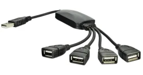 Akyga USB Hub černá / USB hub / 4 porty / USB 2.0 / kabel 15 cm (AK-AD-13)