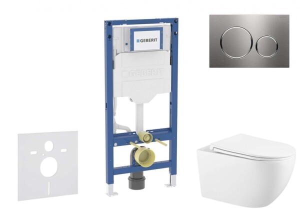 GEBERIT - Duofix Set předstěnové instalace, klozetu Gaia a sedátka softclose, tlačítko Sigma20, nerez SANI11CA6102B