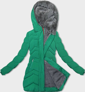 Zelená dámská zimní bunda s kožešinovou podšívkou (LHD-23023) odstíny zelené M (38)