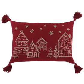 Chic Antique Bavlněný povlak na polštář Aix Cherry Tassels 50 × 35 cm, červená barva, textil