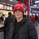 Adidas Pánská zimní čepice Carolina Hurricanes NHL 2019 20 Goal Net Pudelmütze