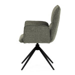 Židle jídelní, zelená látka, 360° vratný mechanismus, černý kov