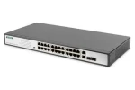 DIGITUS 24-Port PoE+ černá / Switch / Nespravovaný / 10/100 / PoE+ 370W / 2x SFP combo (DN-95343)