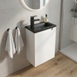 CERANO - Umyvadlová skříňka pro WC Sora - bílá matná + umyvadlo z lit. mramoru - černá matná - 40x57,5x22 CER-999992