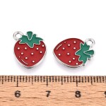 Kovový přívěsek - jahoda - 15 x 13 x 1 mm - 1 ks