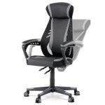 Herní křeslo, šedá, černá ekokůže a černá látka a síťovina MESH, PCA mech