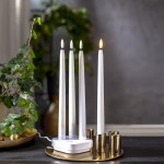 STAR TRADING Dobíjecí LED svíčky Flamme – set 4 ks + dobíjecí stanice, bílá barva, plast