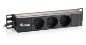 Equip 10" napájecí panel 3x Schuko černá / Napájecí panel / 1U / 16 A / kabel 1,5 m (333299)
