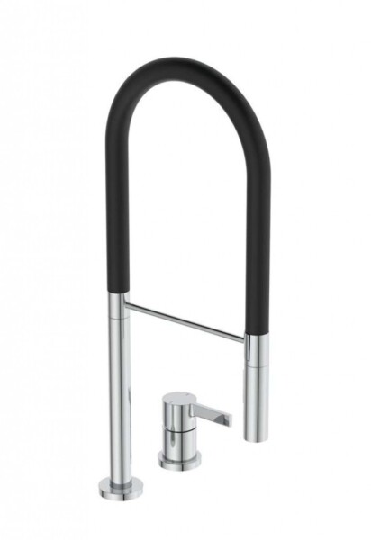 IDEAL STANDARD - Gusto Dřezová baterie s flexibilním ramenem a sprškou, 2-otvorová instalace, chrom/černá BD425AA